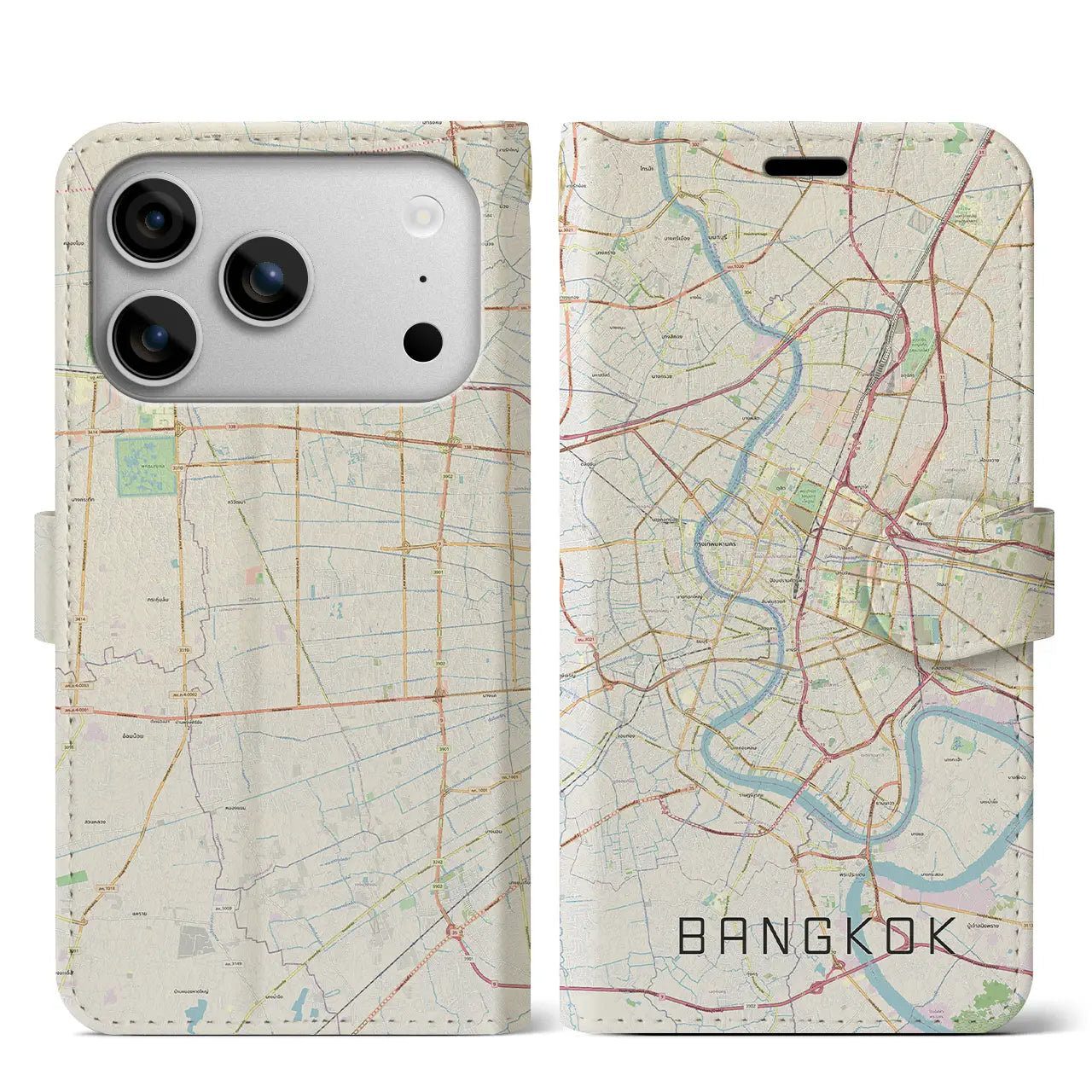 【バンコク(タイ)】地図柄iPhoneケース(手帳タイプ)