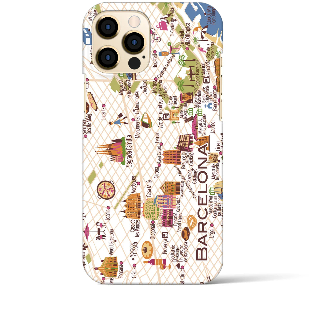 【バルセロナ】イラストマップiPhoneケース(バックカバータイプ)