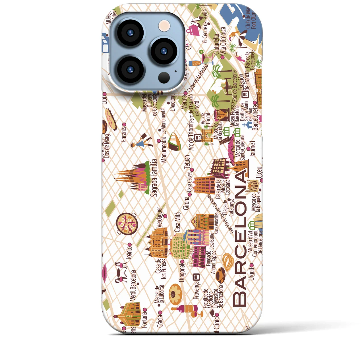 【バルセロナ】イラストマップiPhoneケース(バックカバータイプ)