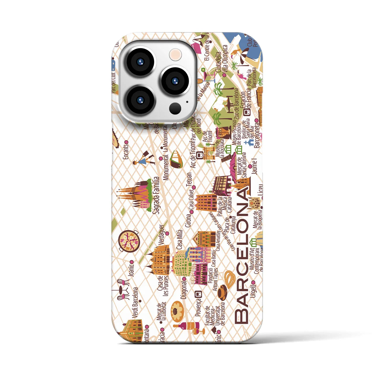 【バルセロナ】イラストマップiPhoneケース(バックカバータイプ)