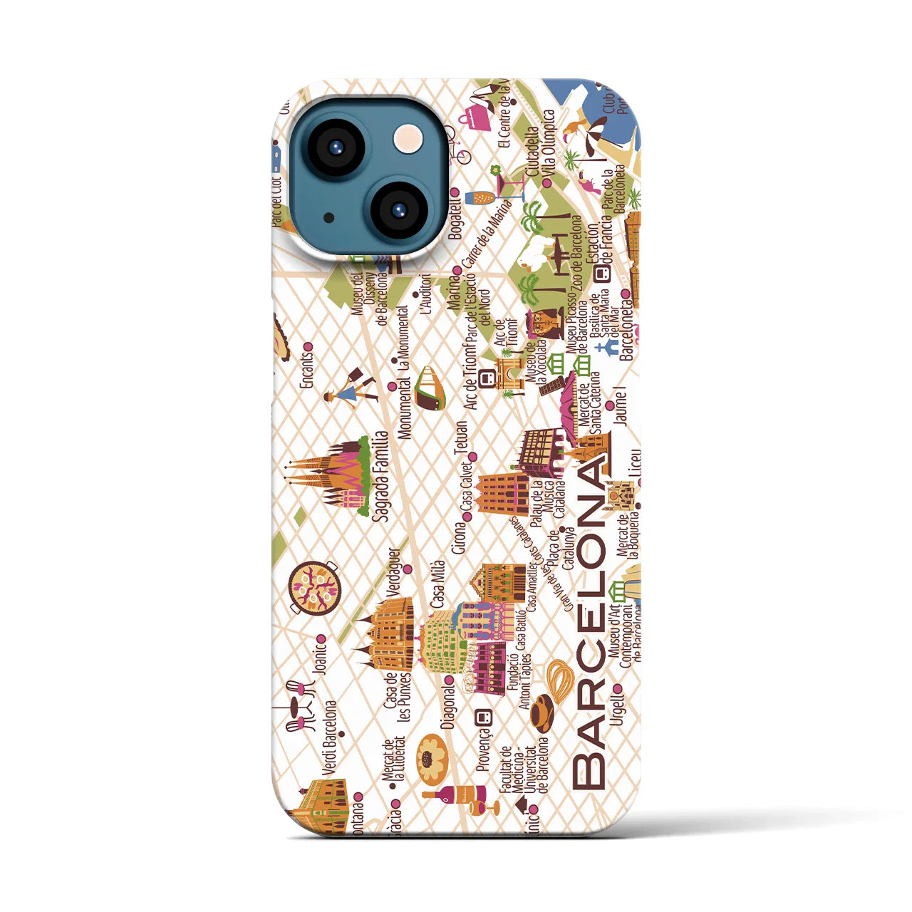 【バルセロナ】イラストマップiPhoneケース(バックカバータイプ)