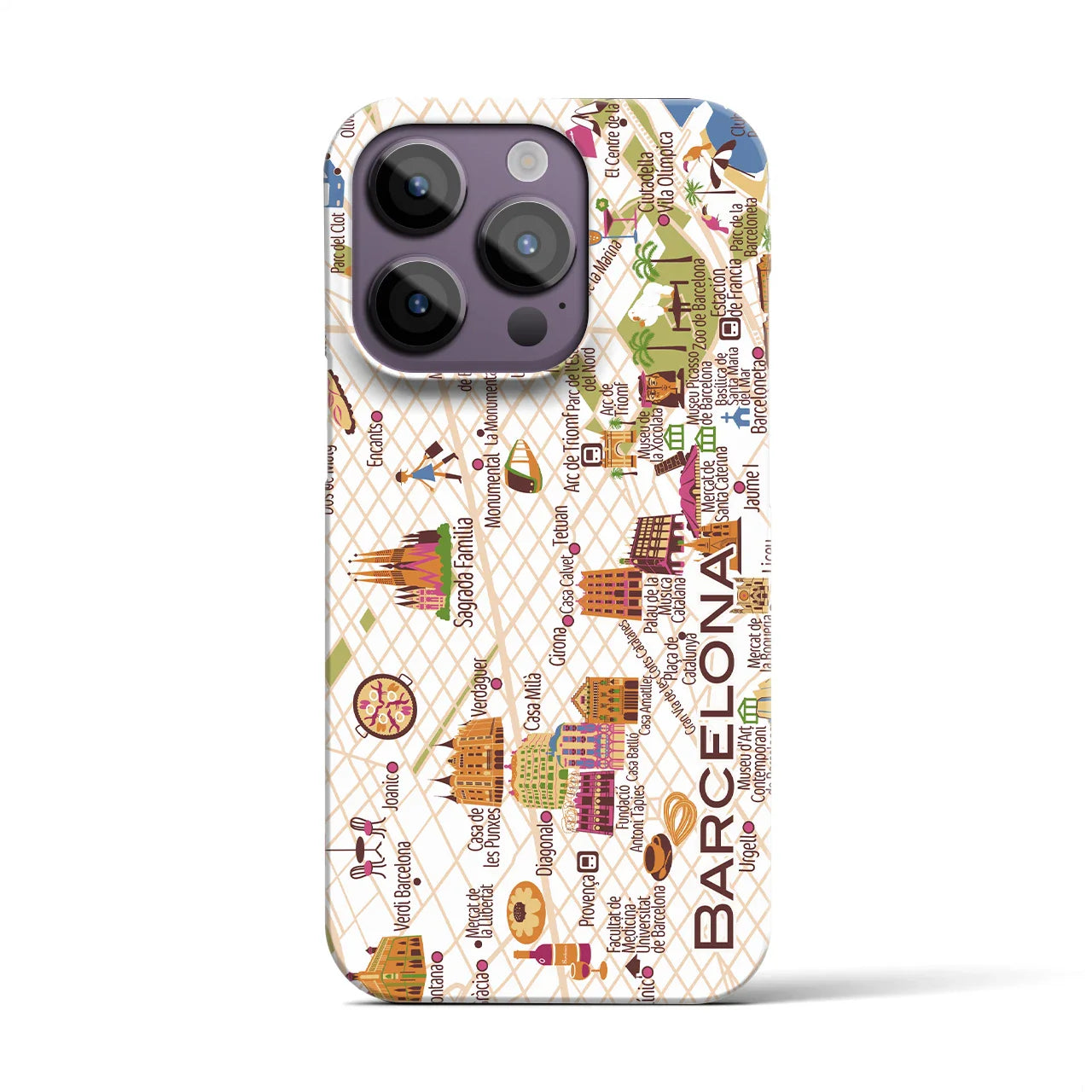 【バルセロナ】イラストマップiPhoneケース(バックカバータイプ)