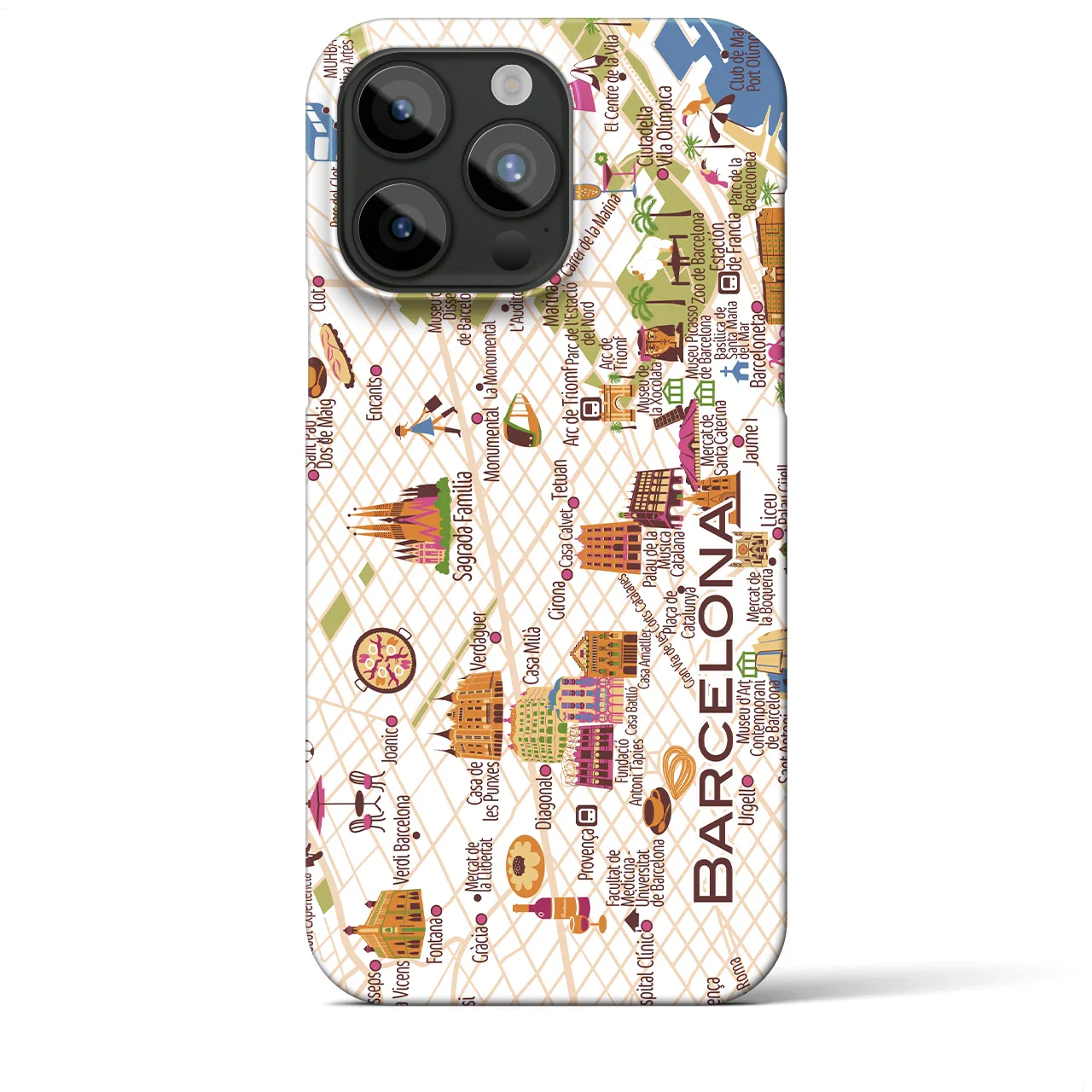 【バルセロナ】イラストマップiPhoneケース(バックカバータイプ)
