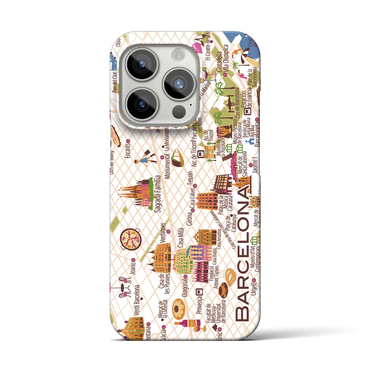 【バルセロナ】イラストマップiPhoneケース(バックカバータイプ)