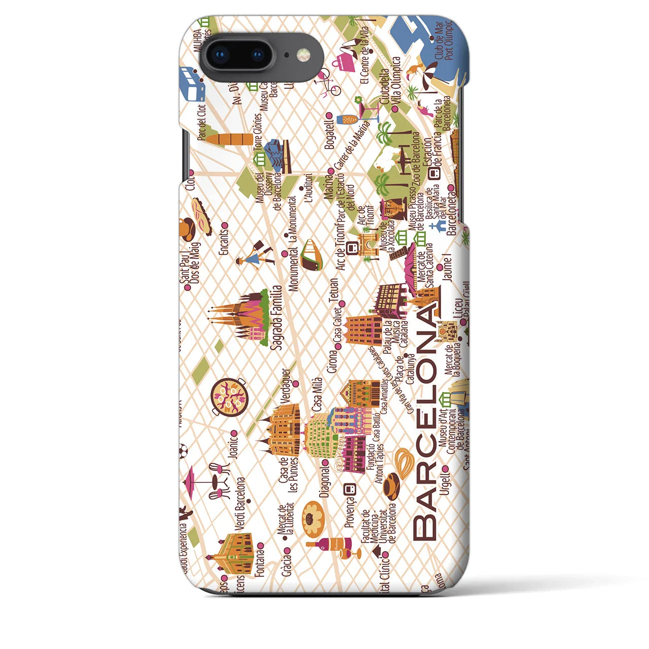 【バルセロナ】イラストマップiPhoneケース(バックカバータイプ)