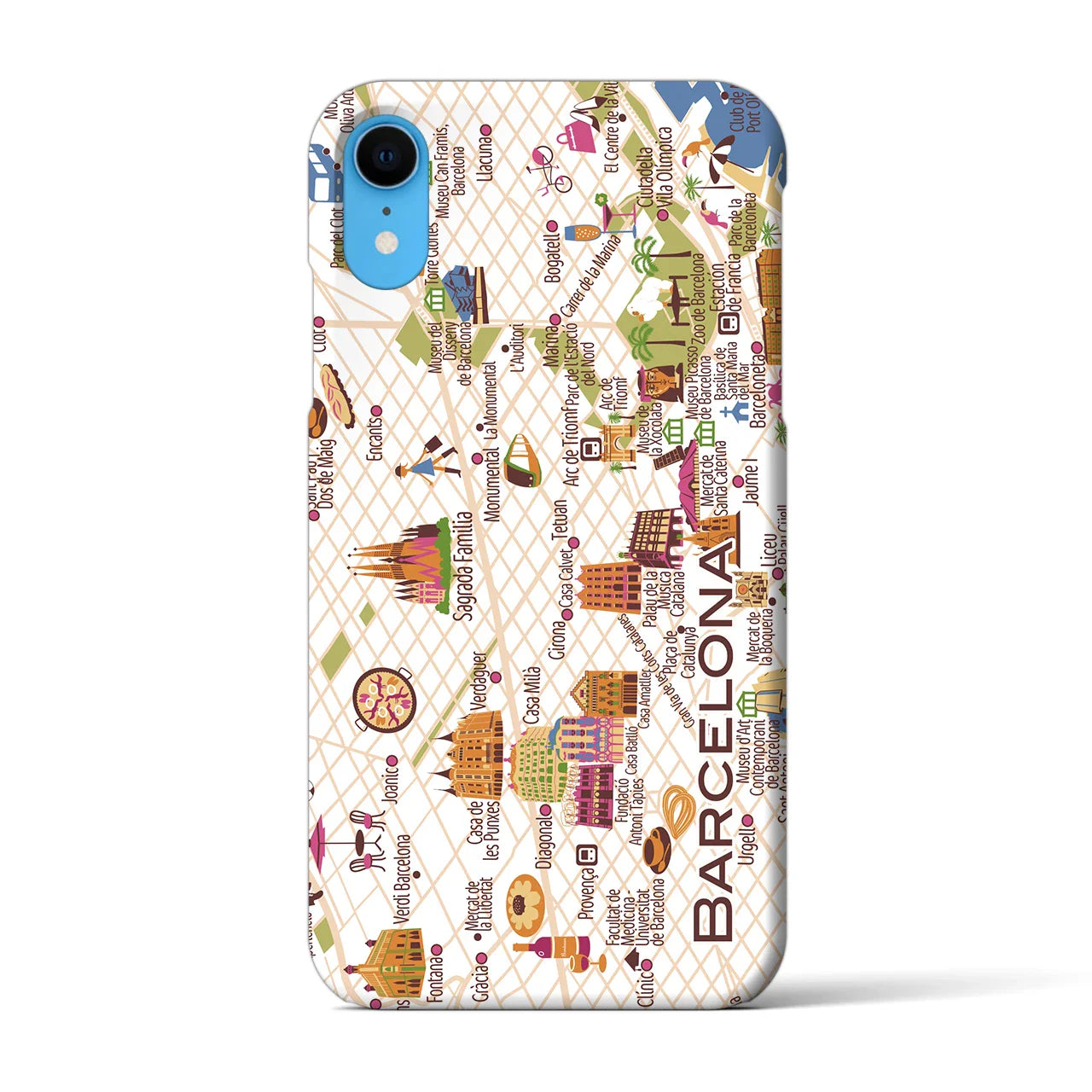 【バルセロナ】イラストマップiPhoneケース(バックカバータイプ)