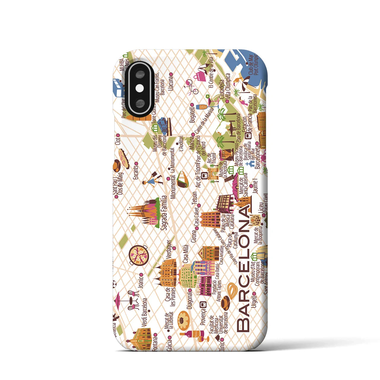 【バルセロナ】イラストマップiPhoneケース(バックカバータイプ)