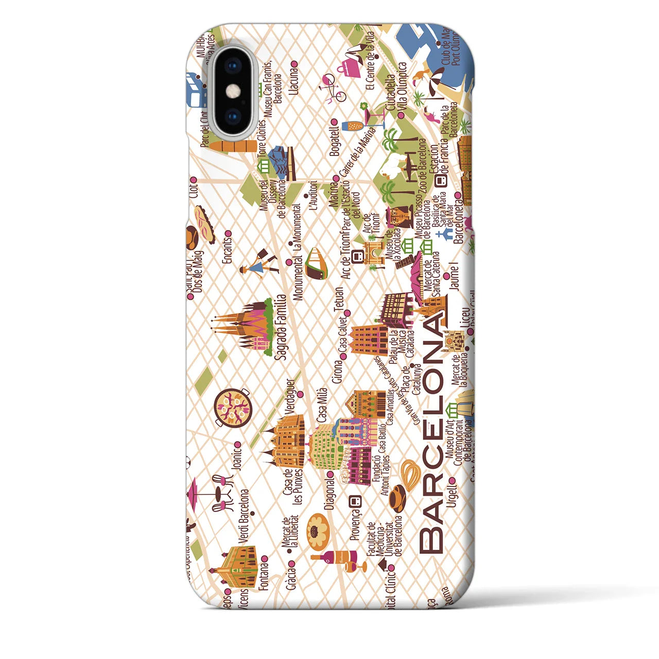 【バルセロナ】イラストマップiPhoneケース(バックカバータイプ)