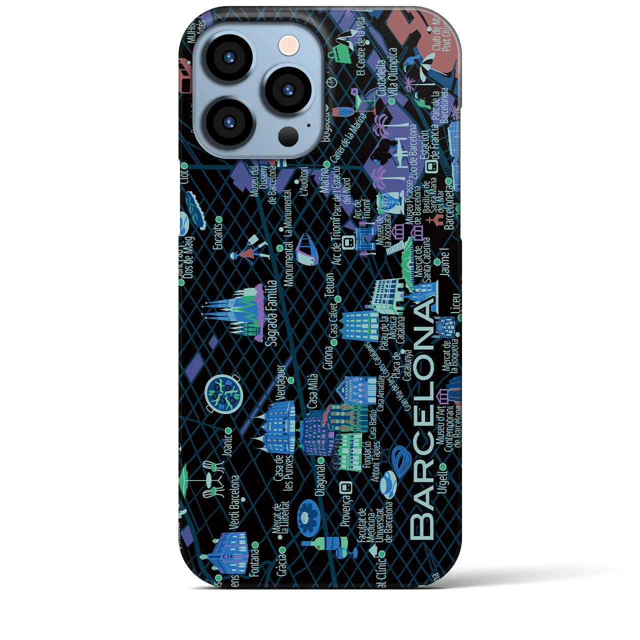【バルセロナ】イラストマップiPhoneケース(バックカバータイプ)