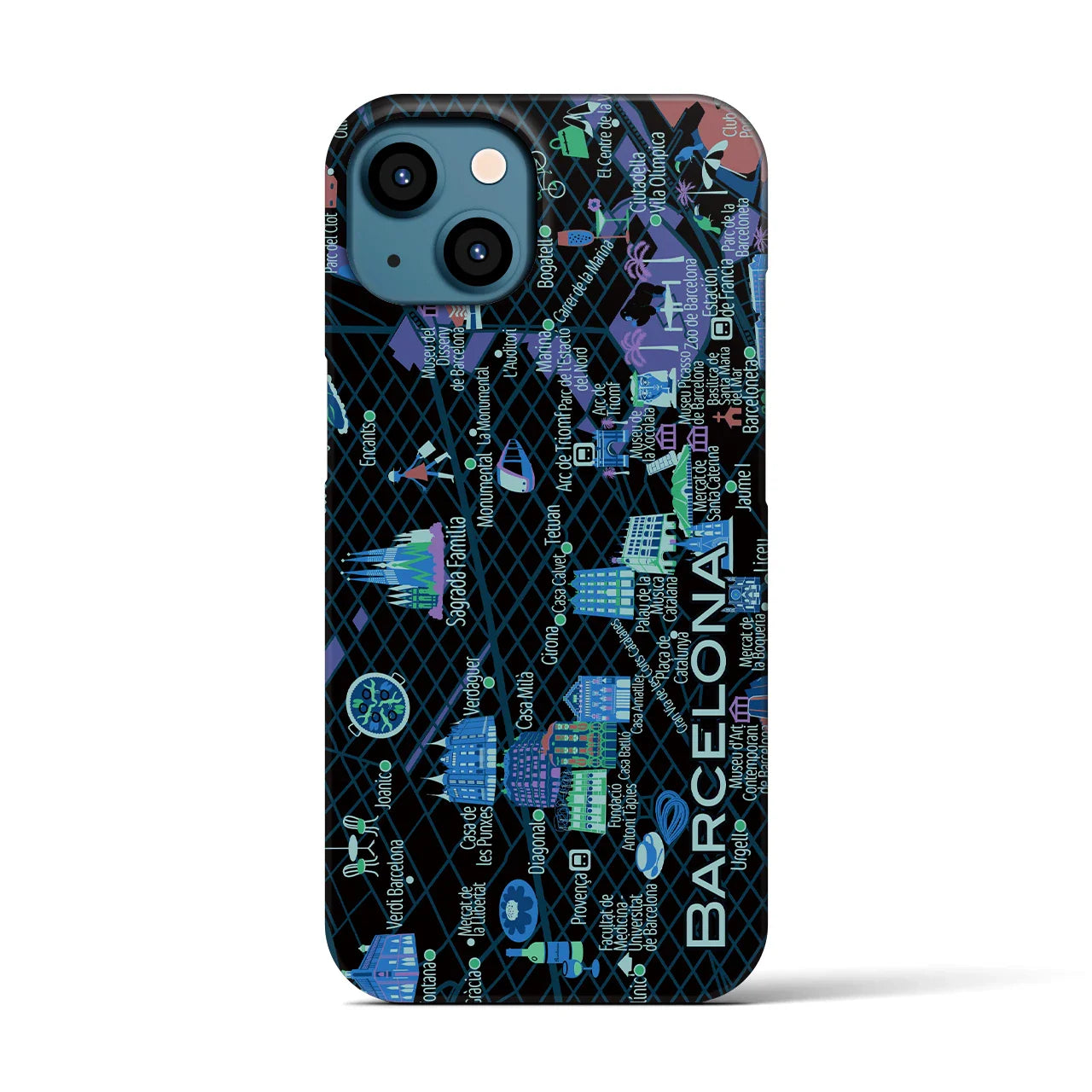 【バルセロナ】イラストマップiPhoneケース(バックカバータイプ)