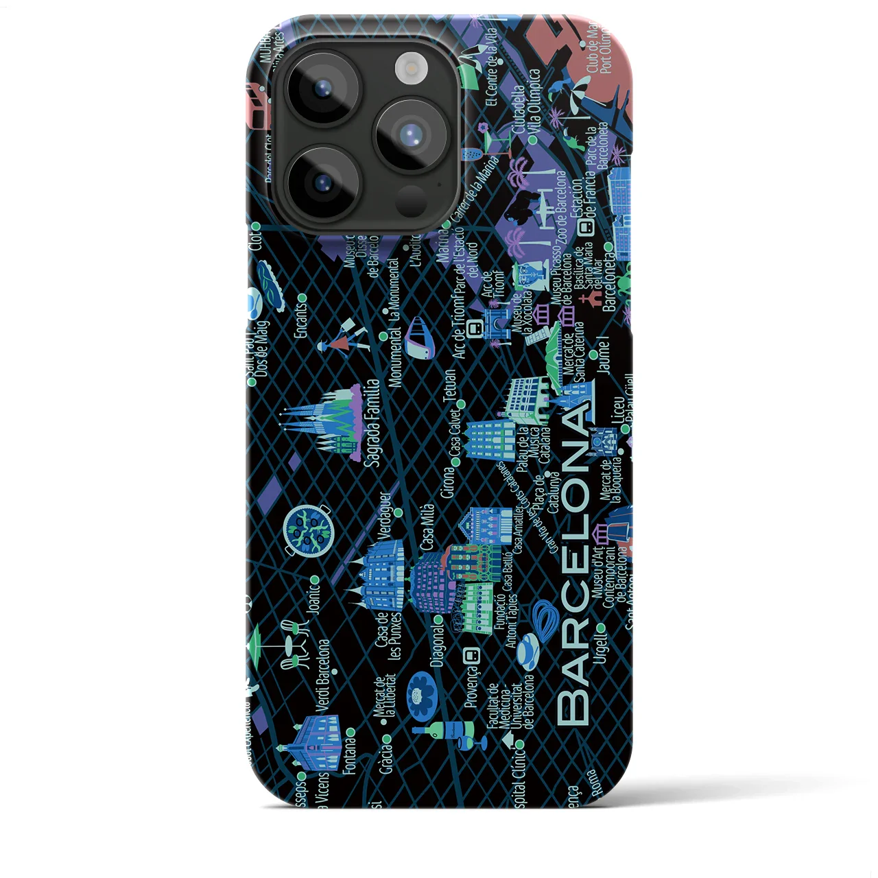 【バルセロナ】イラストマップiPhoneケース(バックカバータイプ)
