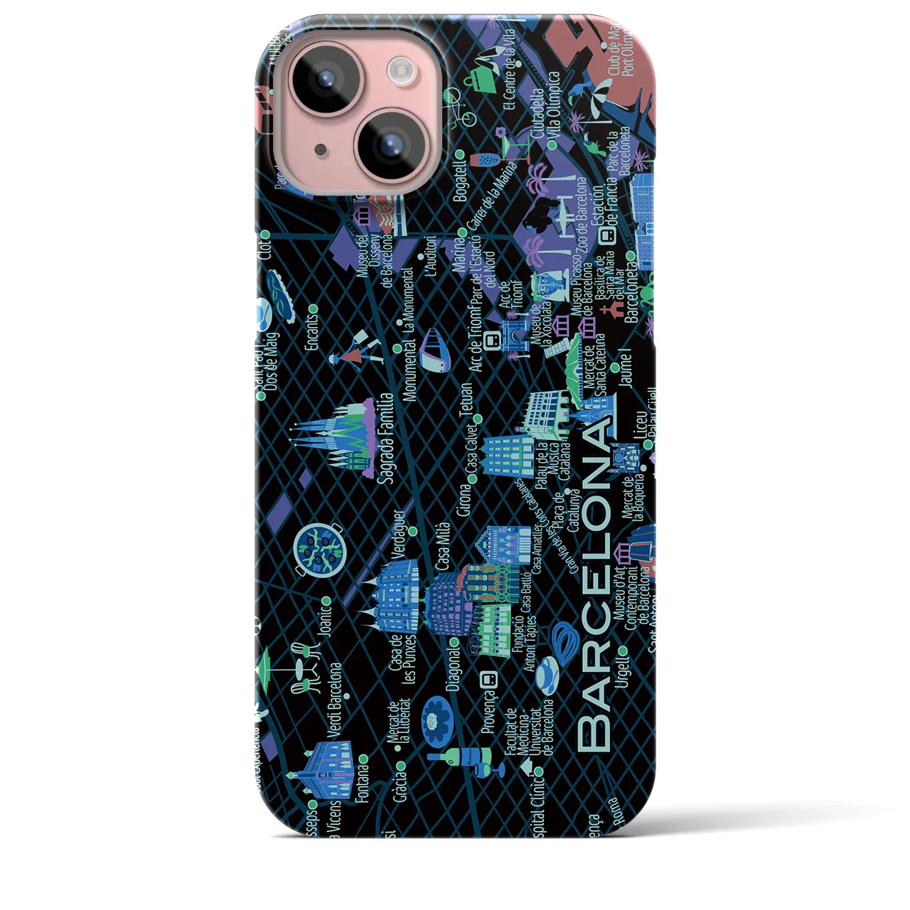 【バルセロナ】イラストマップiPhoneケース(バックカバータイプ)