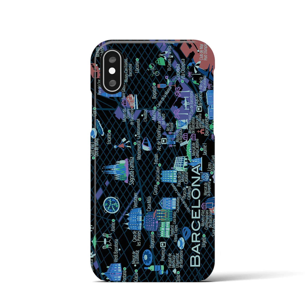 【バルセロナ】イラストマップiPhoneケース(バックカバータイプ)