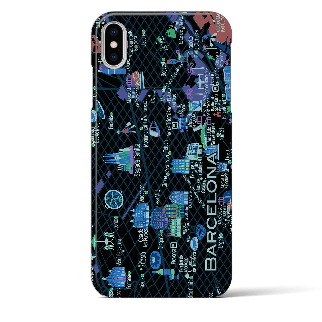 【バルセロナ】イラストマップiPhoneケース(バックカバータイプ)