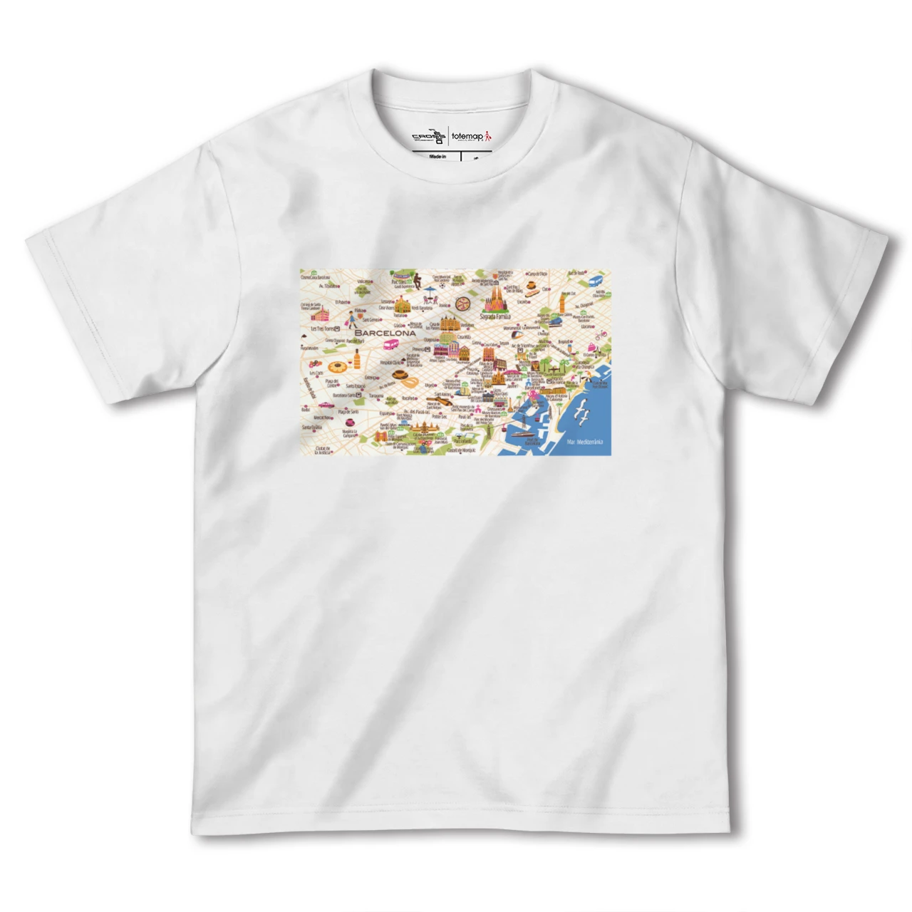 【バルセロナ(イラスト)(スペイン)】イラストマップTシャツ