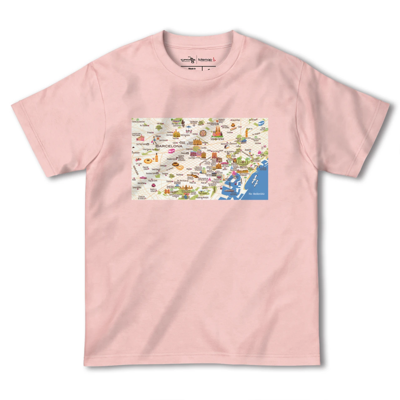 【バルセロナ(イラスト)(スペイン)】イラストマップTシャツ