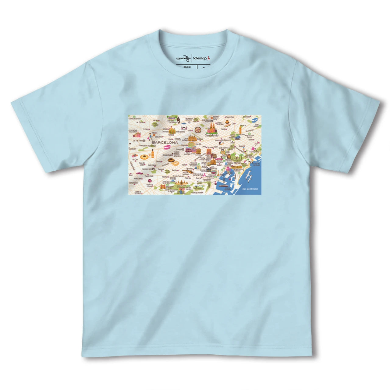 【バルセロナ(イラスト)(スペイン)】イラストマップTシャツ