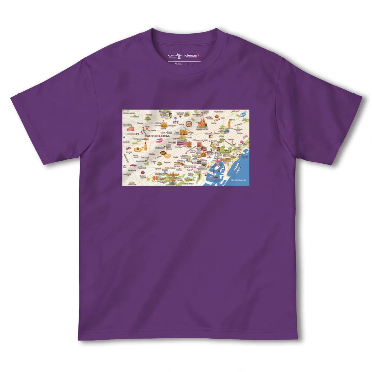 【バルセロナ(イラスト)(スペイン)】イラストマップTシャツ