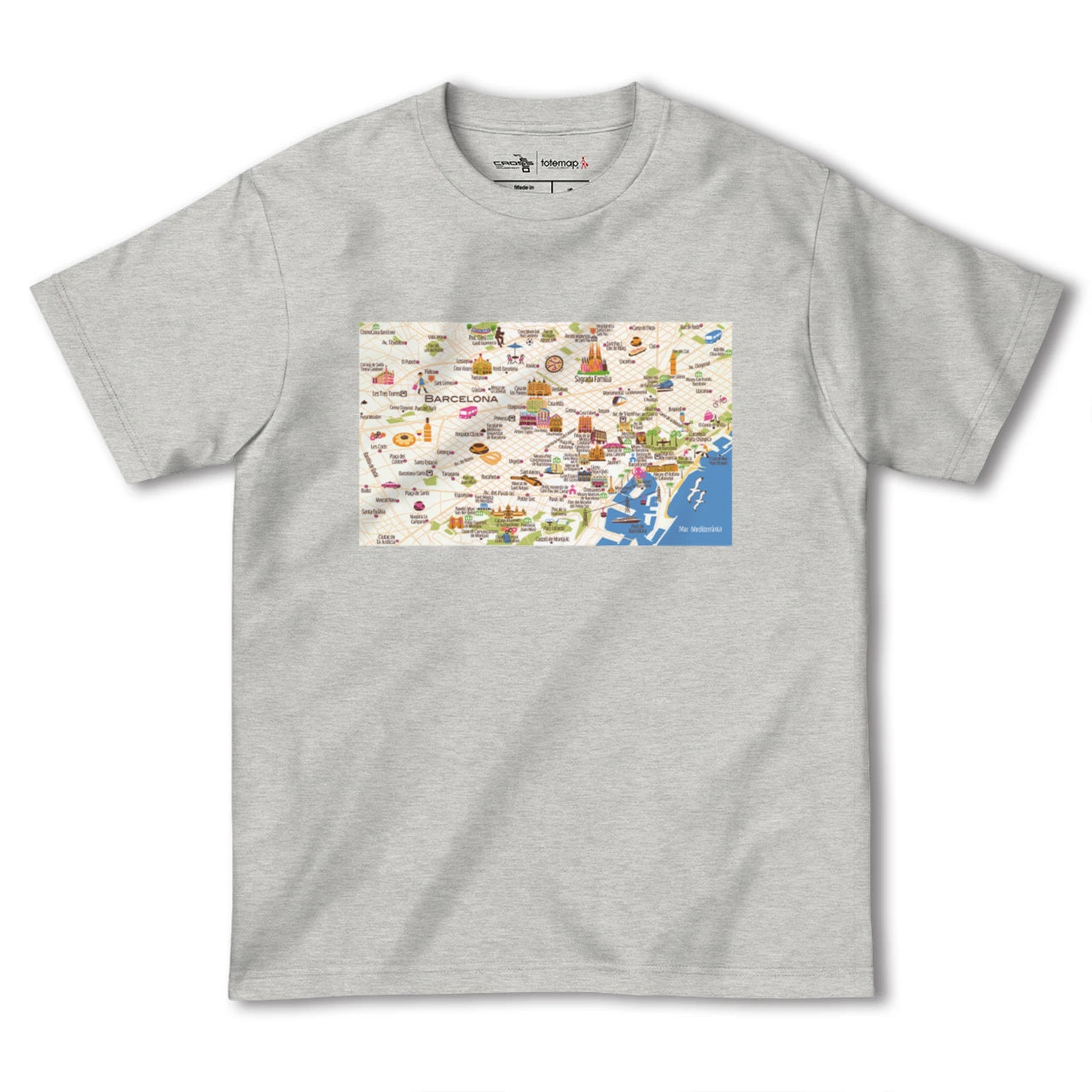 【バルセロナ(イラスト)(スペイン)】イラストマップTシャツ