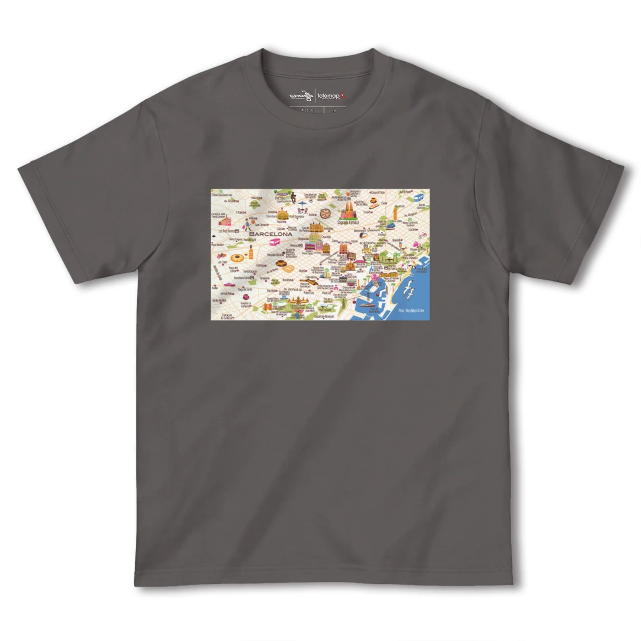 【バルセロナ(イラスト)(スペイン)】イラストマップTシャツ