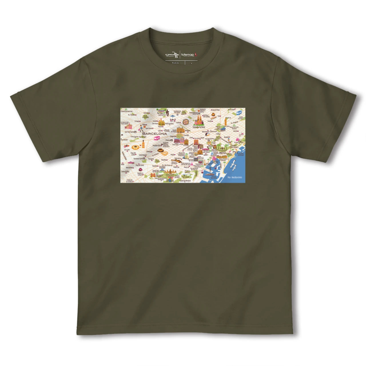 【バルセロナ(イラスト)(スペイン)】イラストマップTシャツ