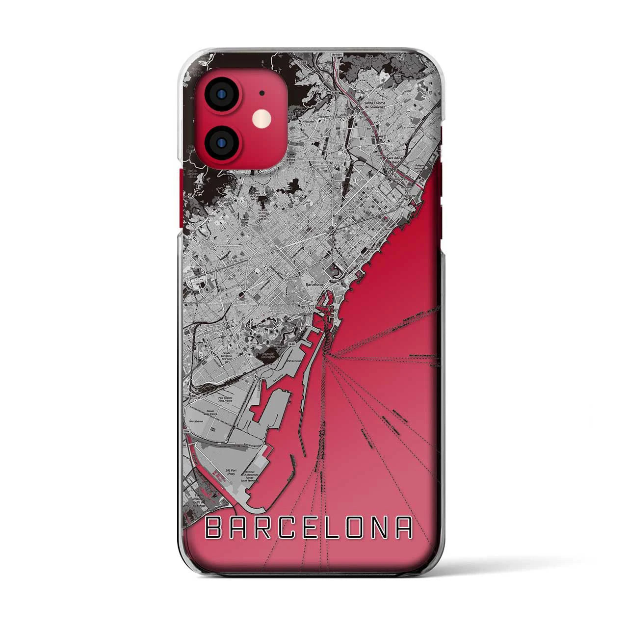 【バルセロナ(スペイン)】地図柄iPhoneケース(クリアタイプ)