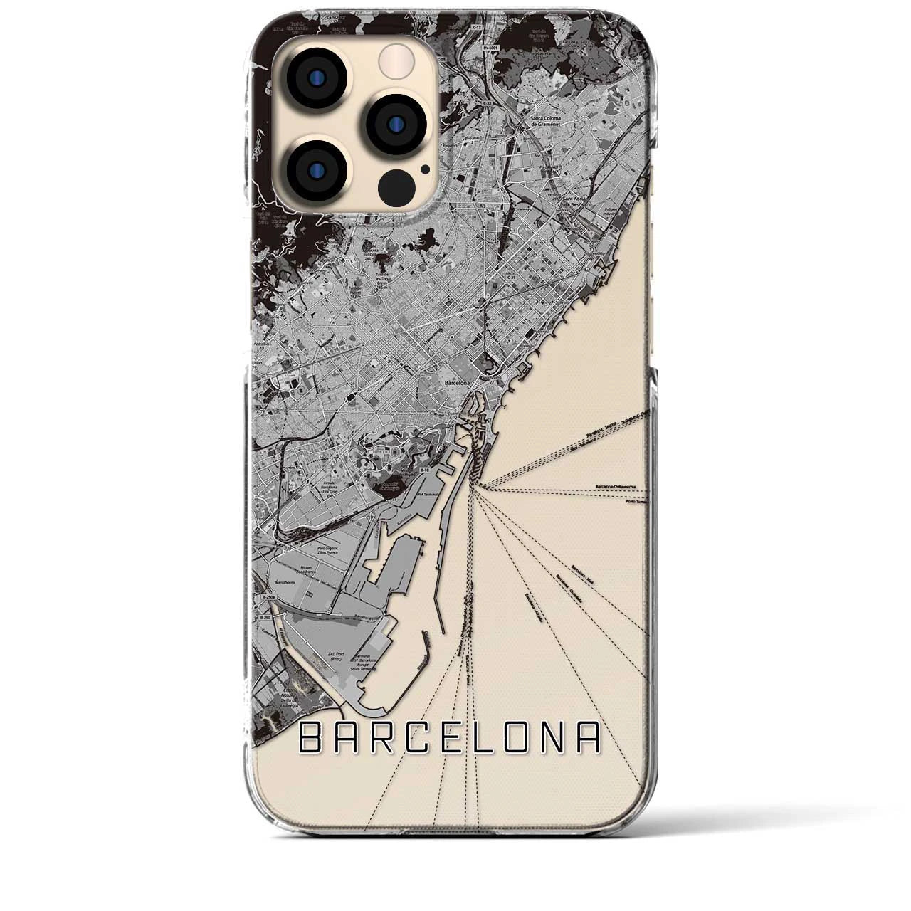 【バルセロナ(スペイン)】地図柄iPhoneケース(クリアタイプ)