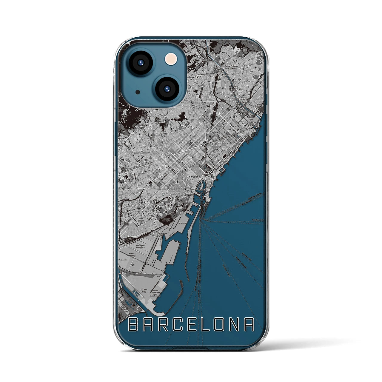 【バルセロナ(スペイン)】地図柄iPhoneケース(クリアタイプ)