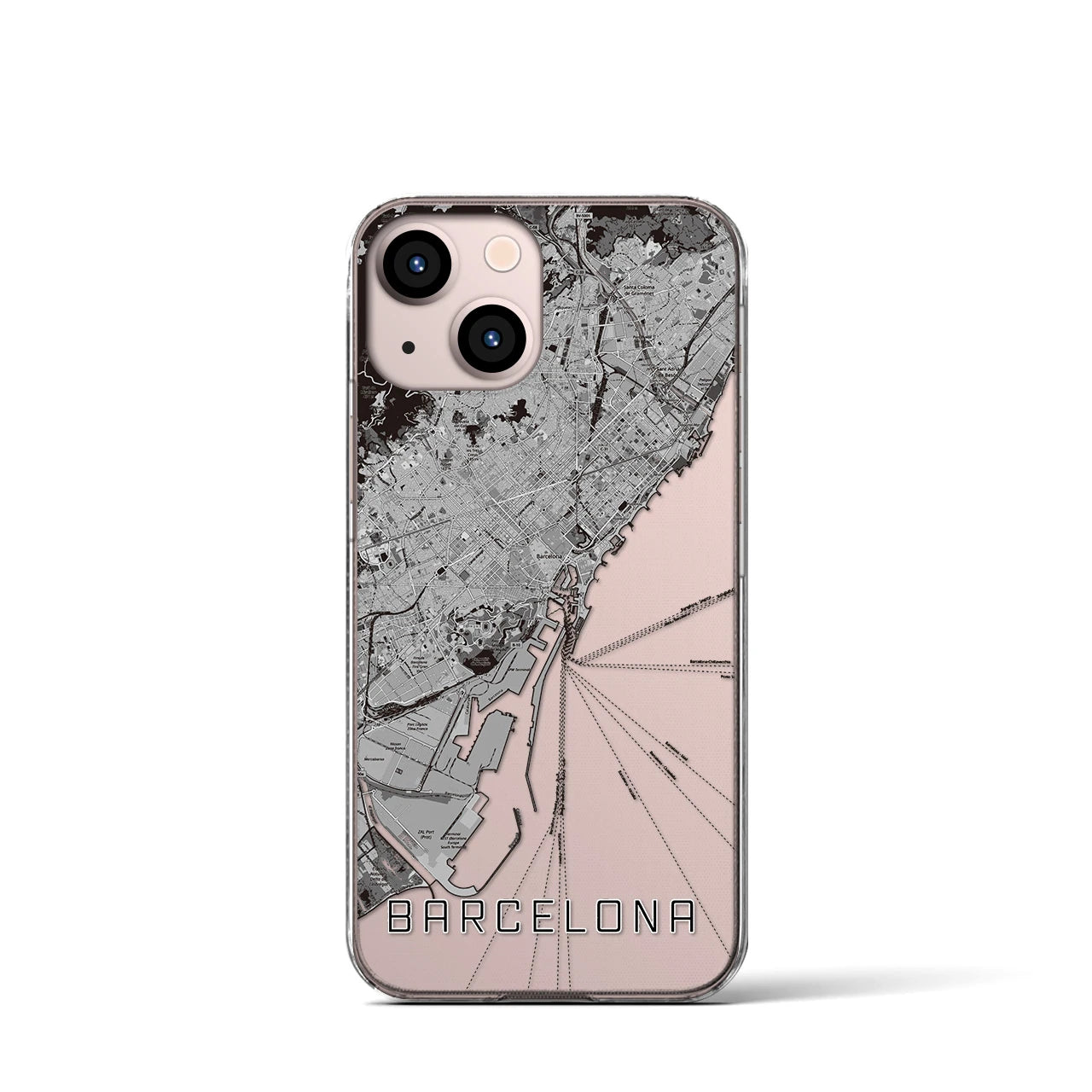 【バルセロナ(スペイン)】地図柄iPhoneケース(クリアタイプ)