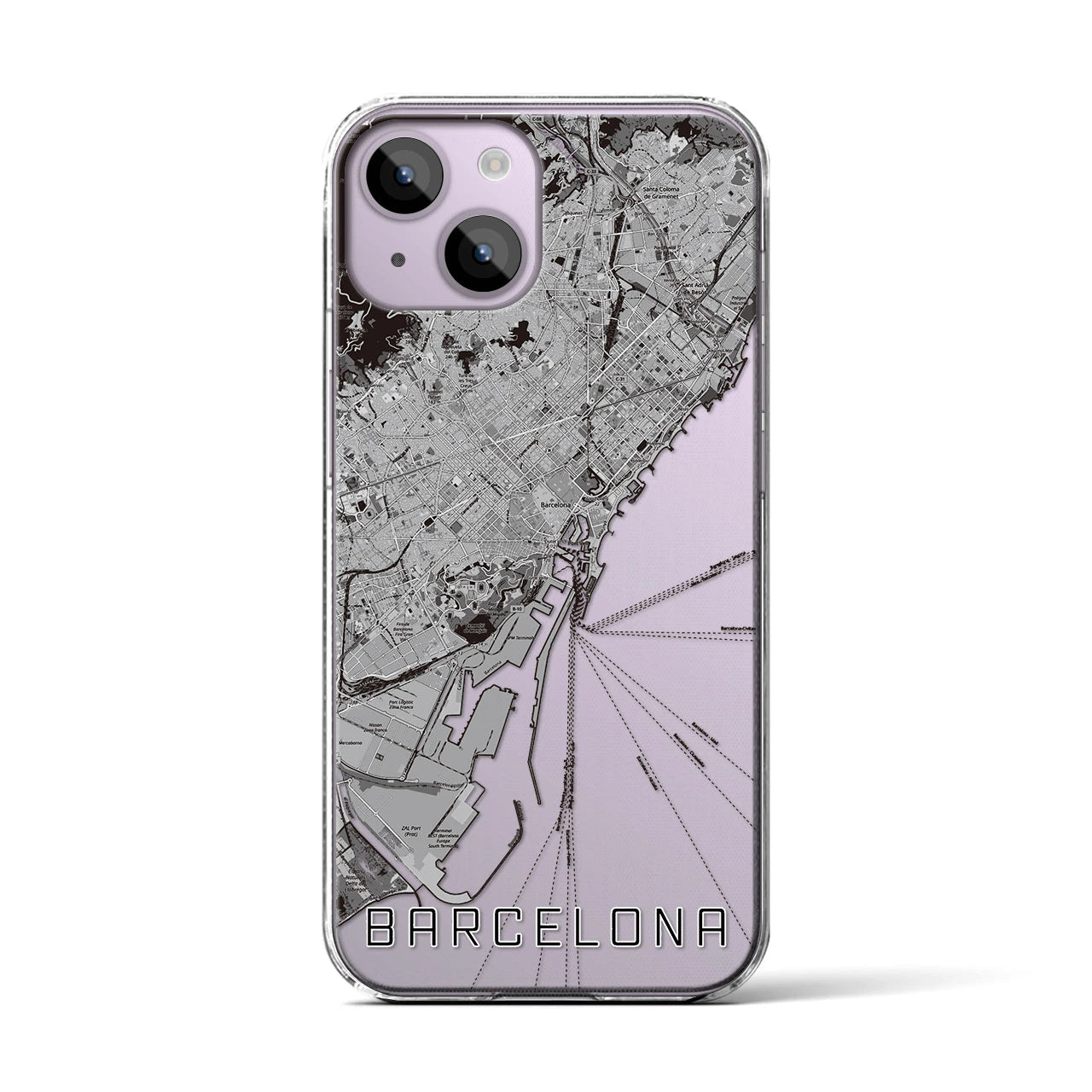 【バルセロナ(スペイン)】地図柄iPhoneケース(クリアタイプ)