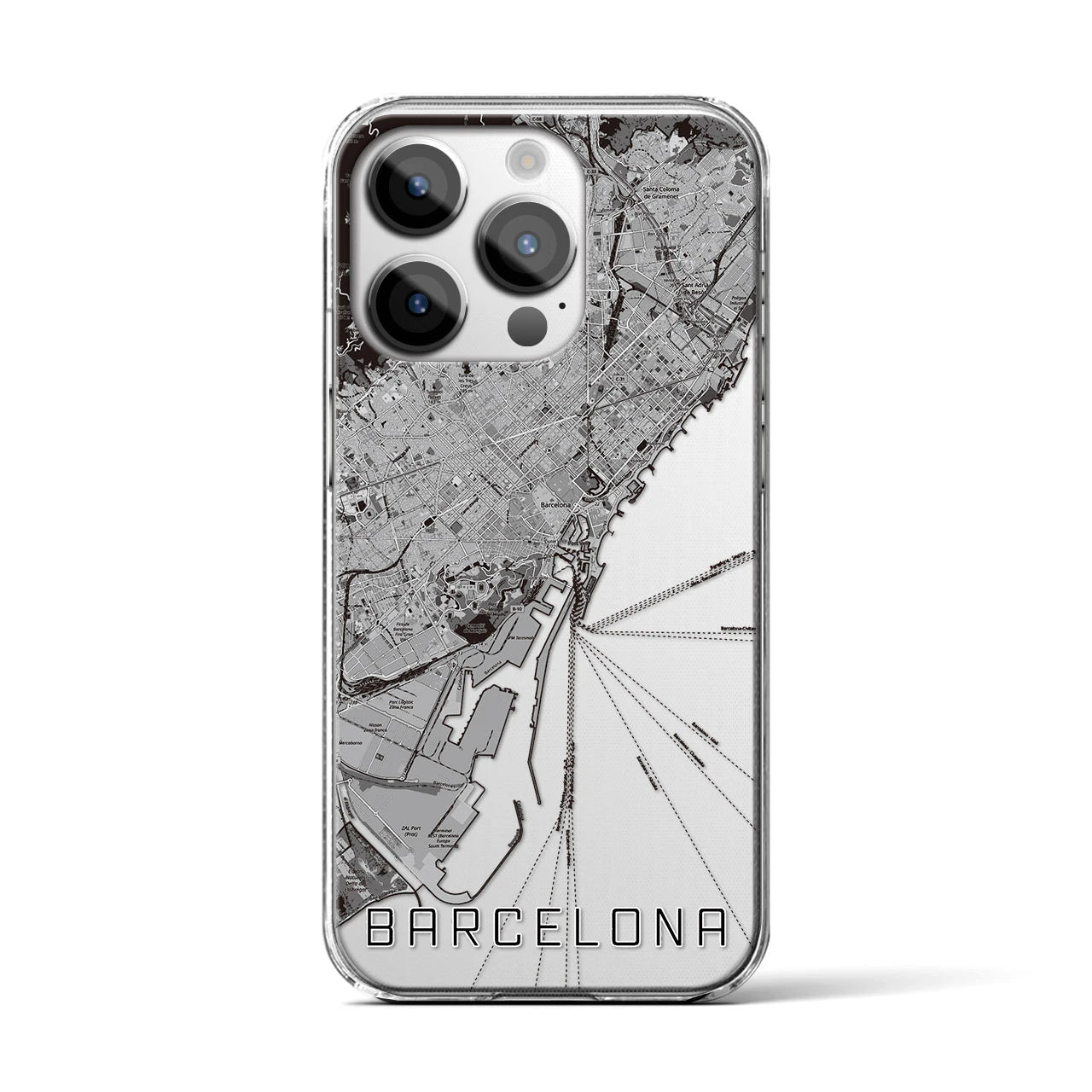 【バルセロナ(スペイン)】地図柄iPhoneケース(クリアタイプ)