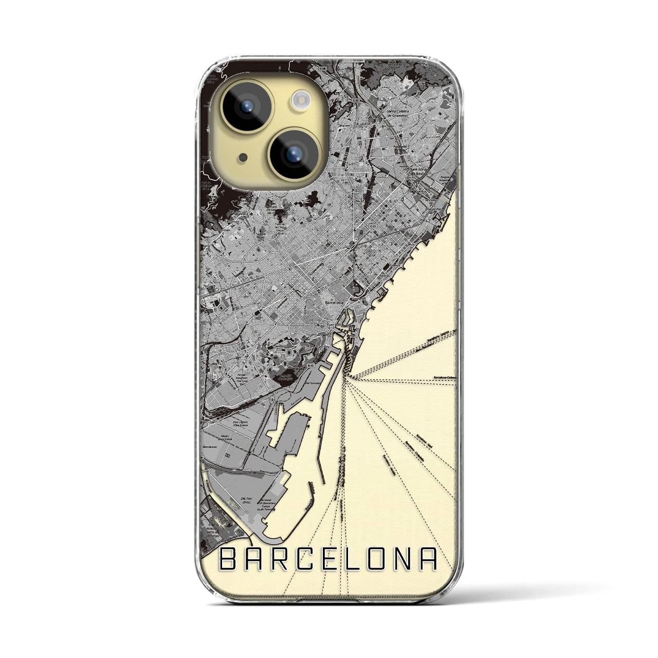 【バルセロナ(スペイン)】地図柄iPhoneケース(クリアタイプ)