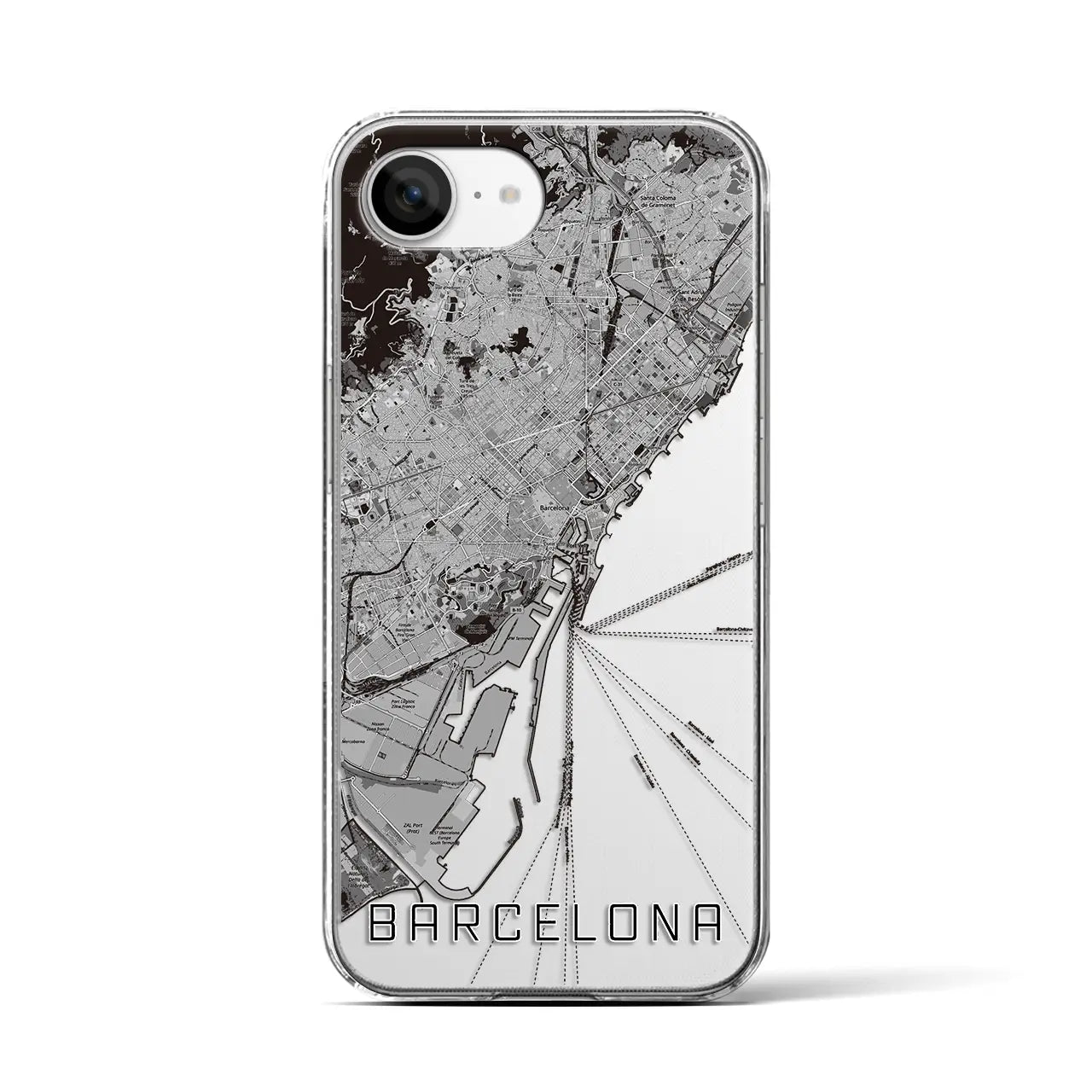 【バルセロナ(スペイン)】地図柄iPhoneケース(クリアタイプ)