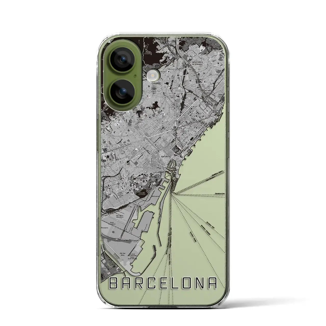 【バルセロナ(スペイン)】地図柄iPhoneケース(クリアタイプ)モノトーン・iPhone 17 Pro Max 用