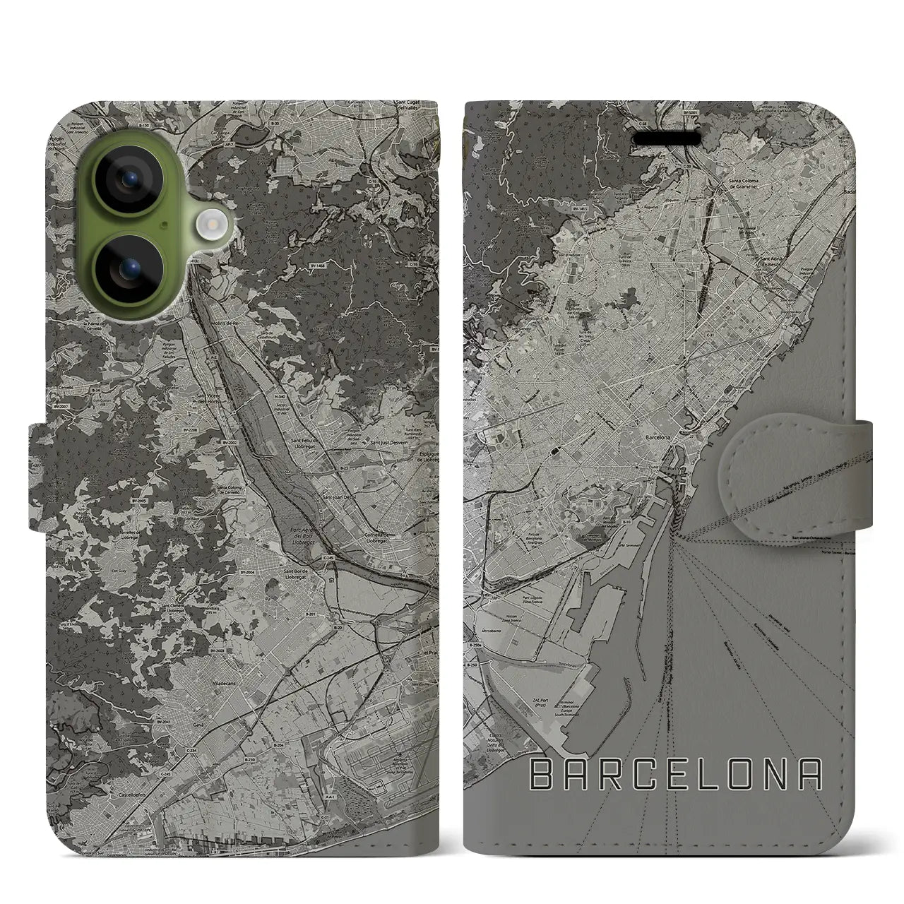 【バルセロナ(スペイン)】地図柄iPhoneケース(手帳タイプ)