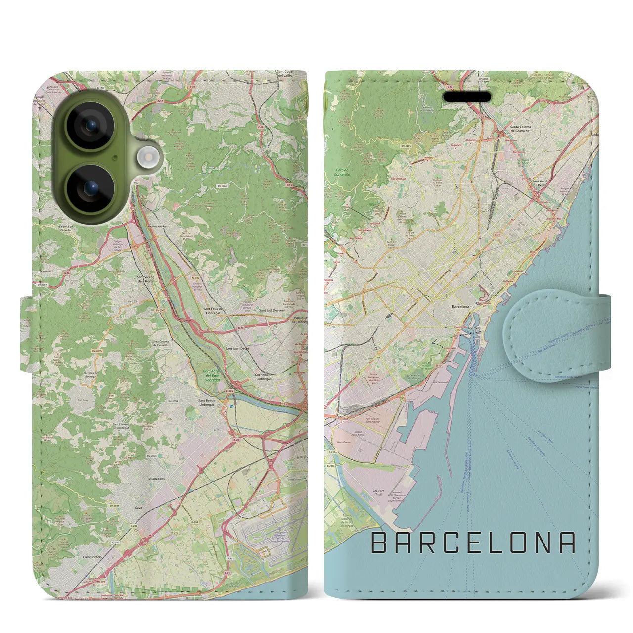 【バルセロナ(スペイン)】地図柄iPhoneケース(手帳タイプ)