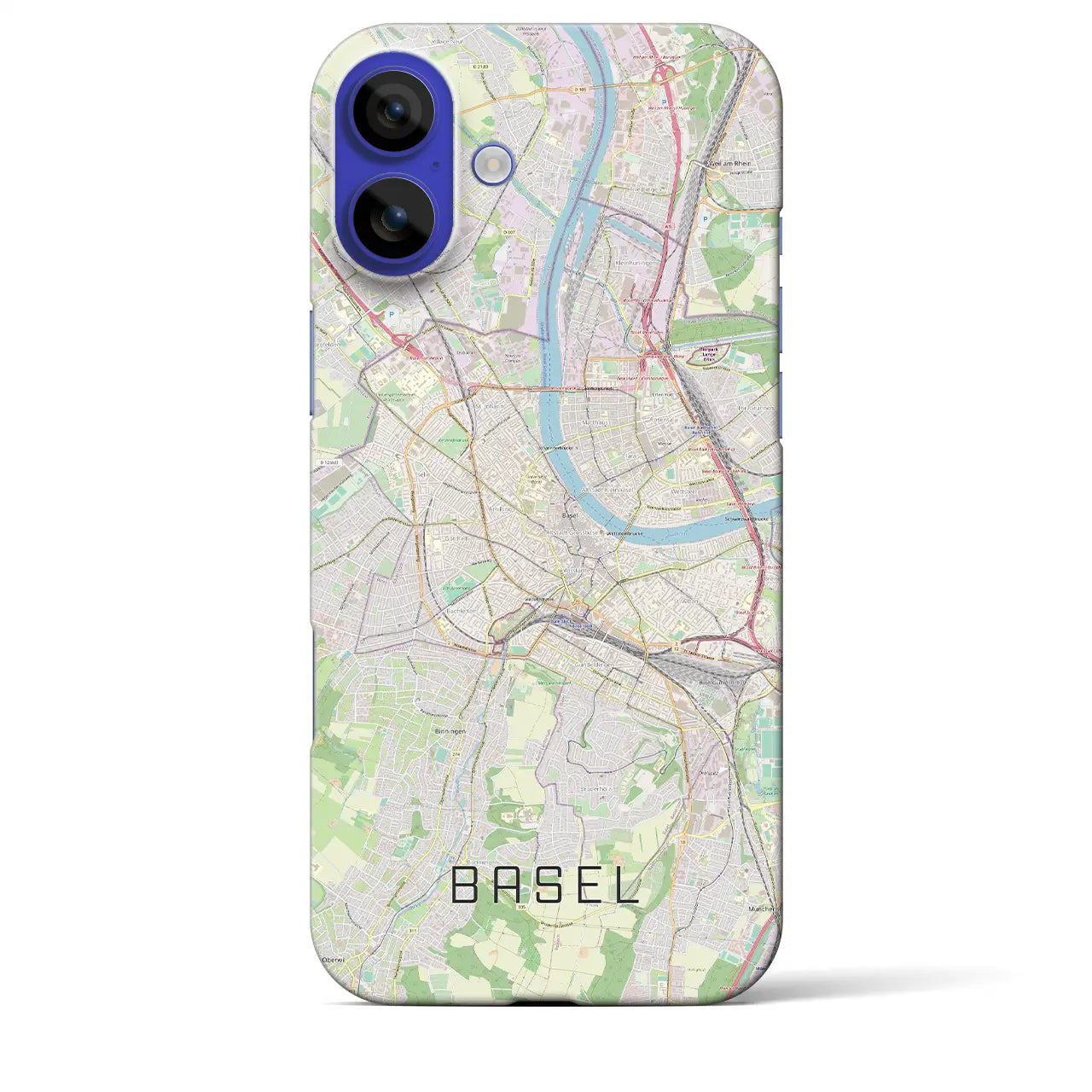 【バーゼル(スイス)】地図柄iPhoneケース(バックカバータイプ)ブラック・iPhone 16 Pro Max 用