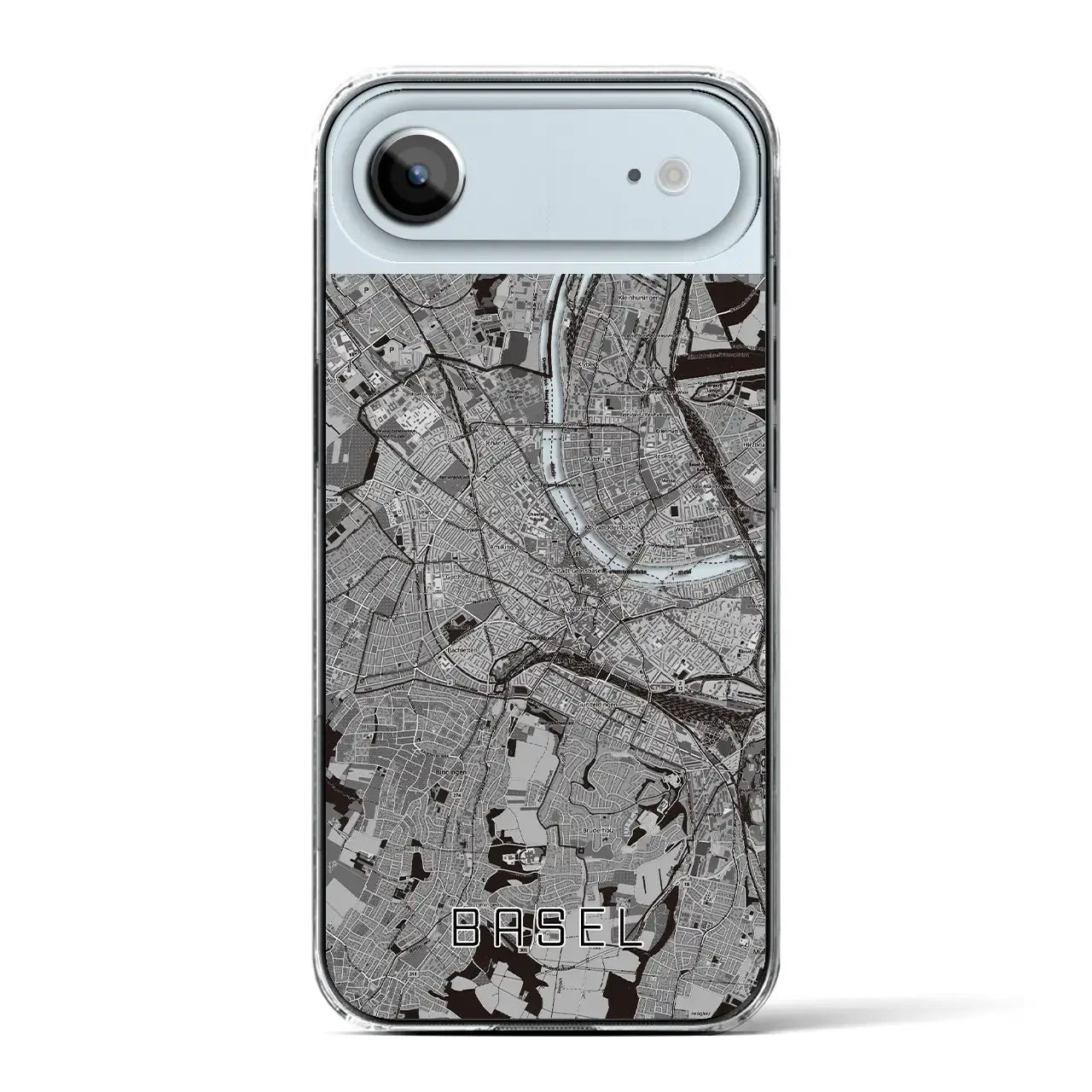 【バーゼル(スイス)】地図柄iPhoneケース(クリアタイプ)モノトーン・iPhone 17 Pro Max 用