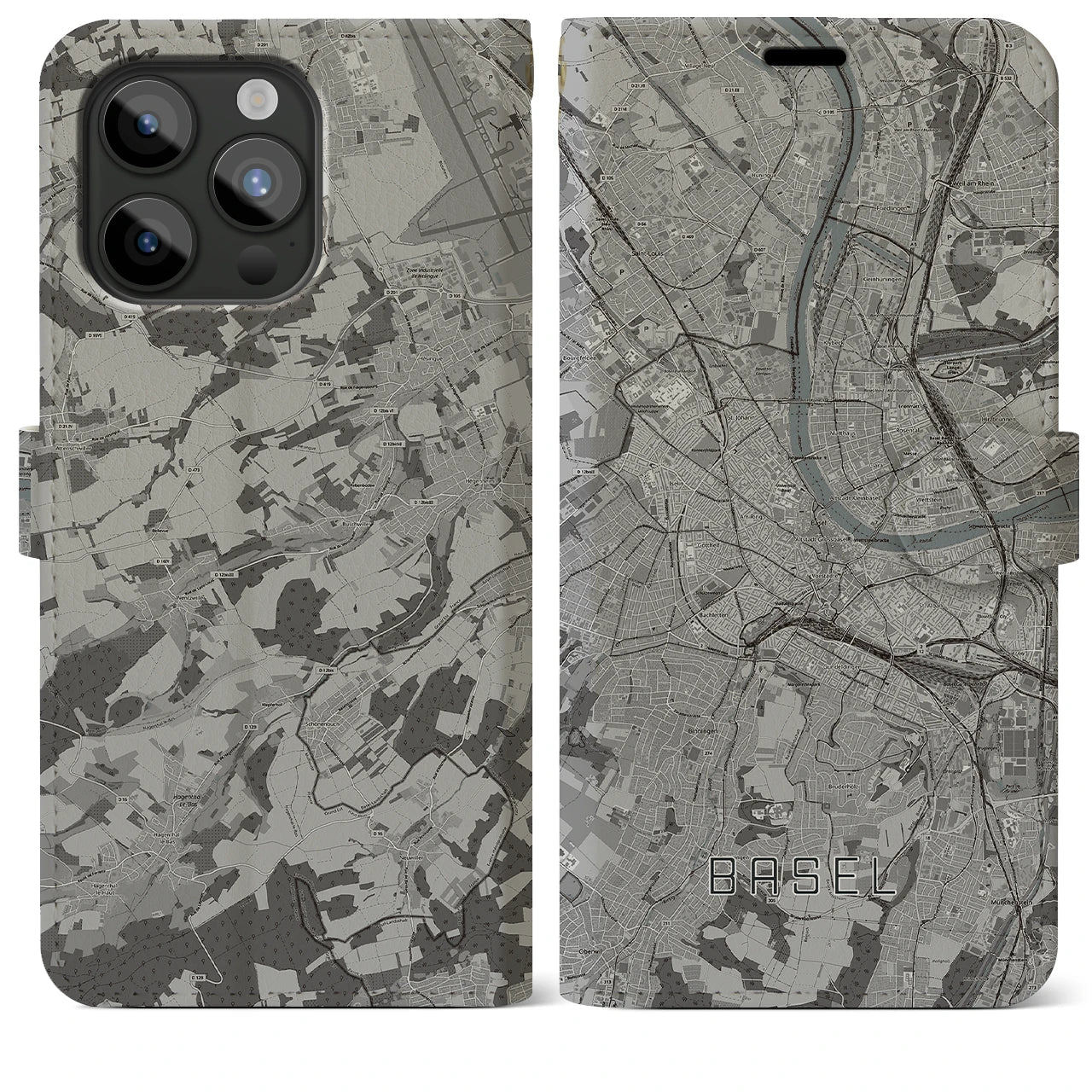 【バーゼル(スイス)】地図柄iPhoneケース(手帳タイプ)