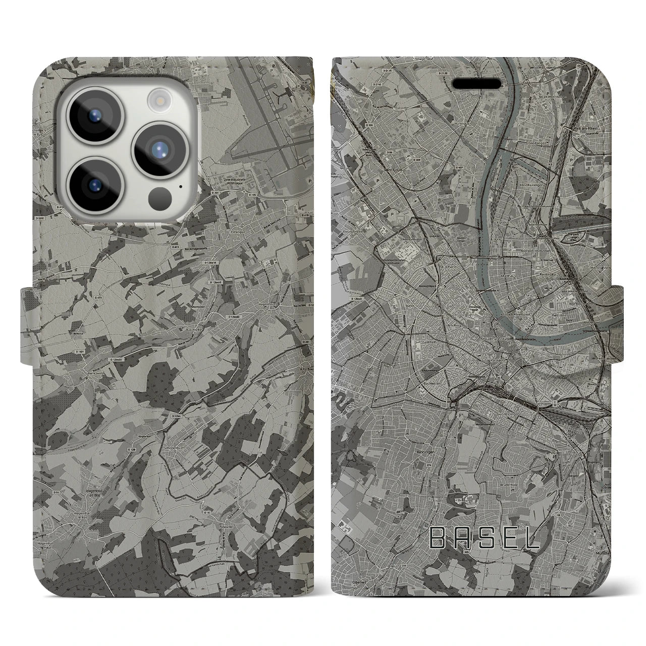 【バーゼル(スイス)】地図柄iPhoneケース(手帳タイプ)