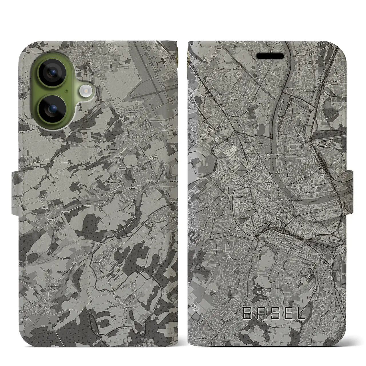 【バーゼル(スイス)】地図柄iPhoneケース(手帳タイプ)