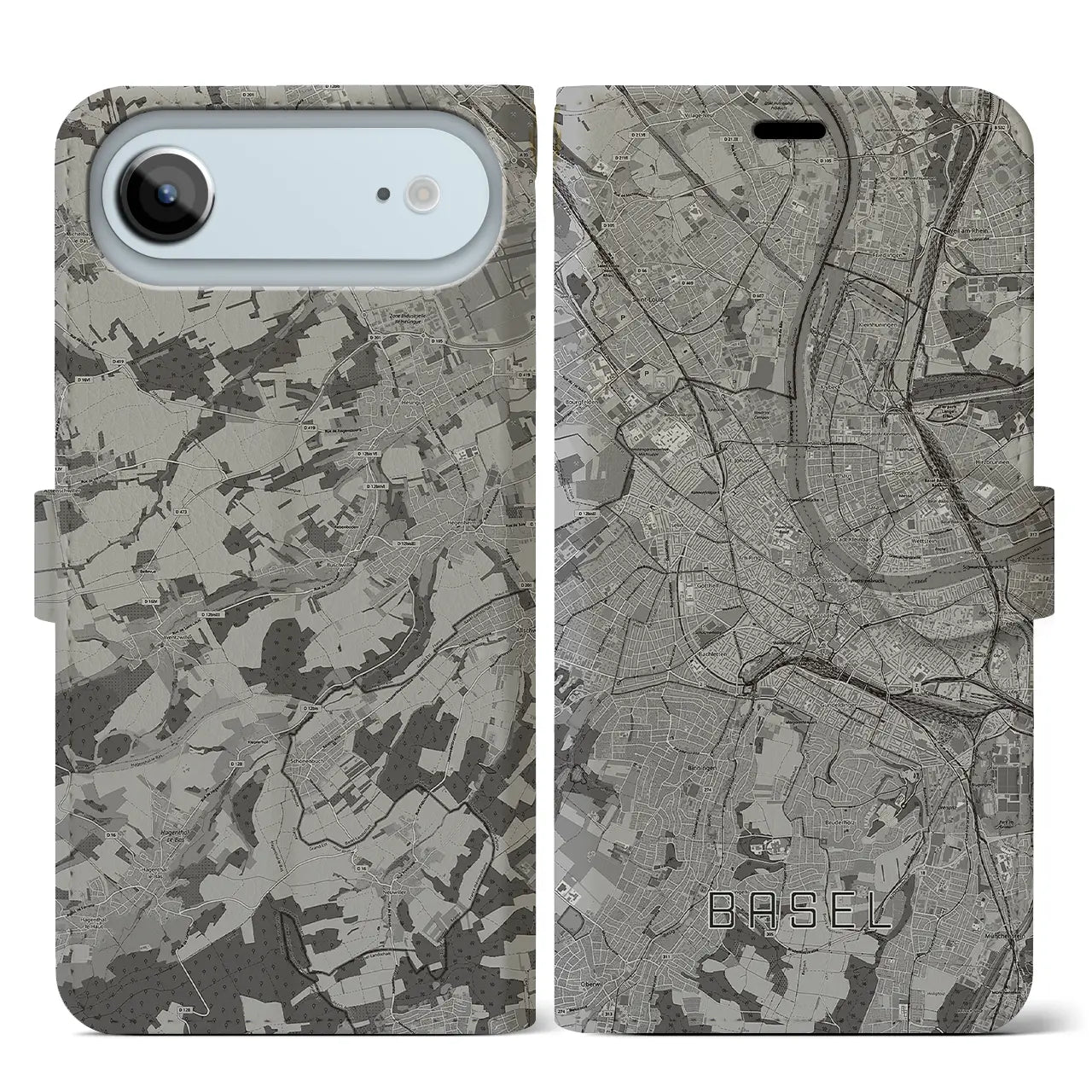 【バーゼル(スイス)】地図柄iPhoneケース(手帳タイプ)