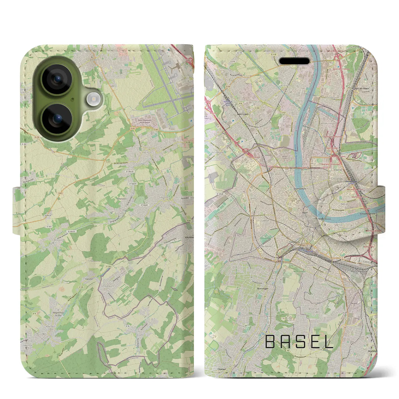 【バーゼル(スイス)】地図柄iPhoneケース(手帳タイプ)