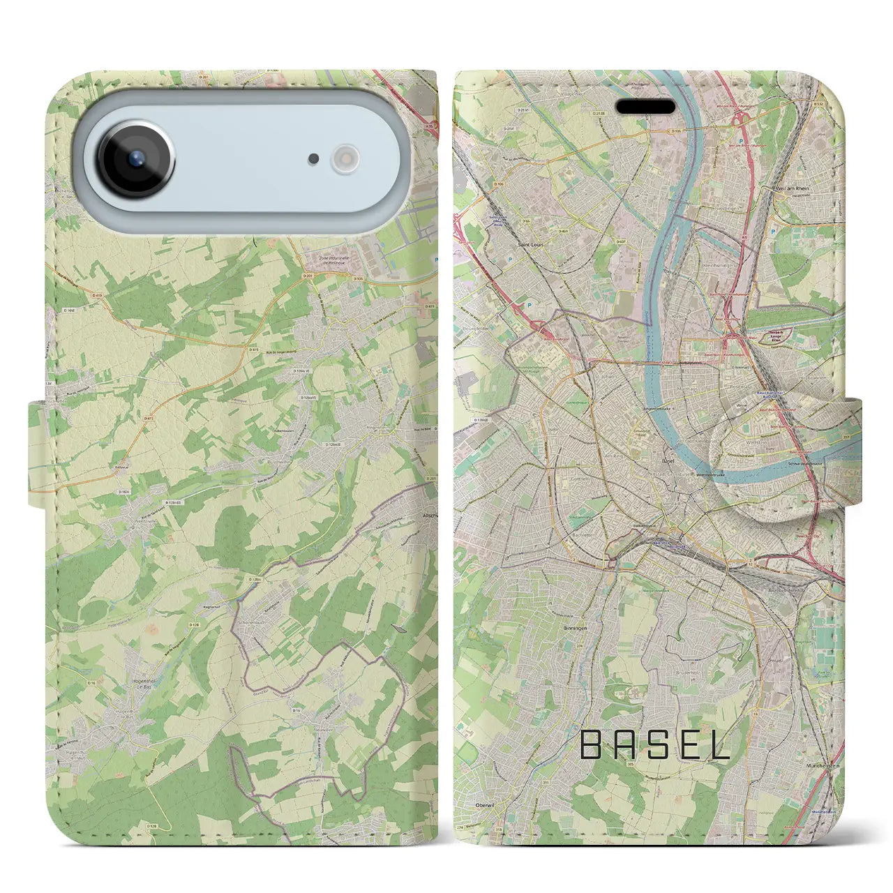 【バーゼル(スイス)】地図柄iPhoneケース(手帳タイプ)