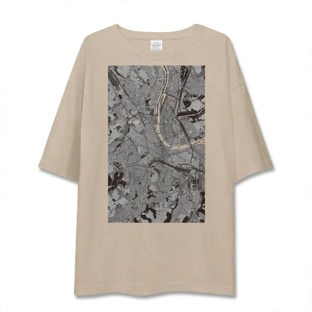 【バーゼル(スイス)】地図柄ビッグシルエットTシャツ