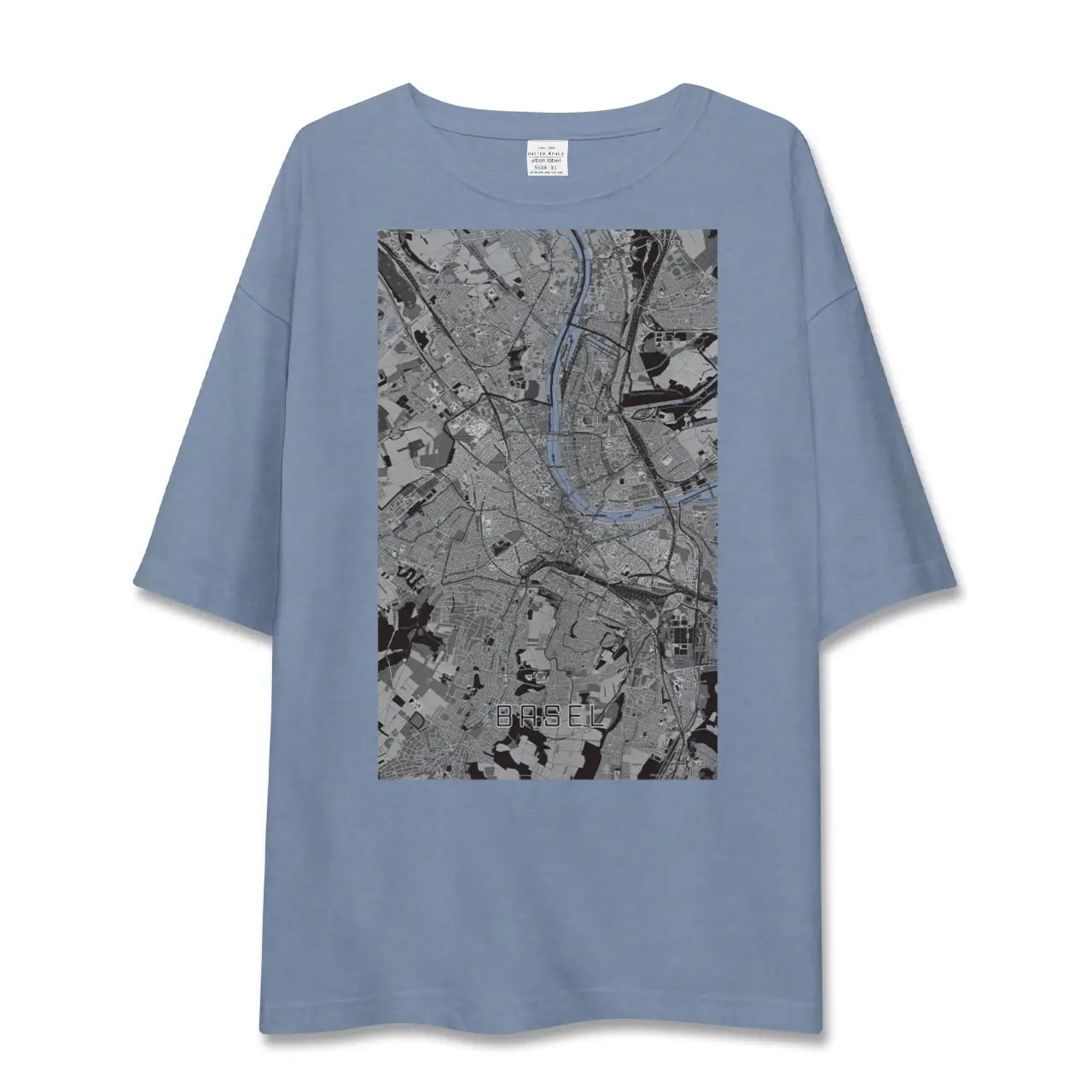 【バーゼル(スイス)】地図柄ビッグシルエットTシャツ