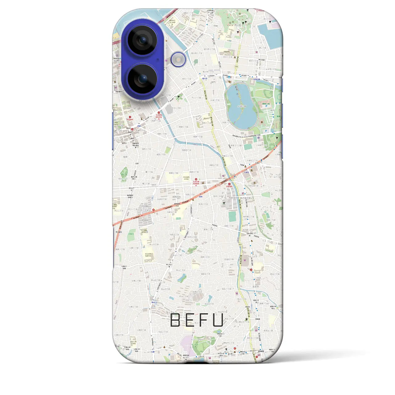 【別府(福岡県)】地図柄iPhoneケース(バックカバータイプ)ブラック・iPhone 16 Pro Max 用