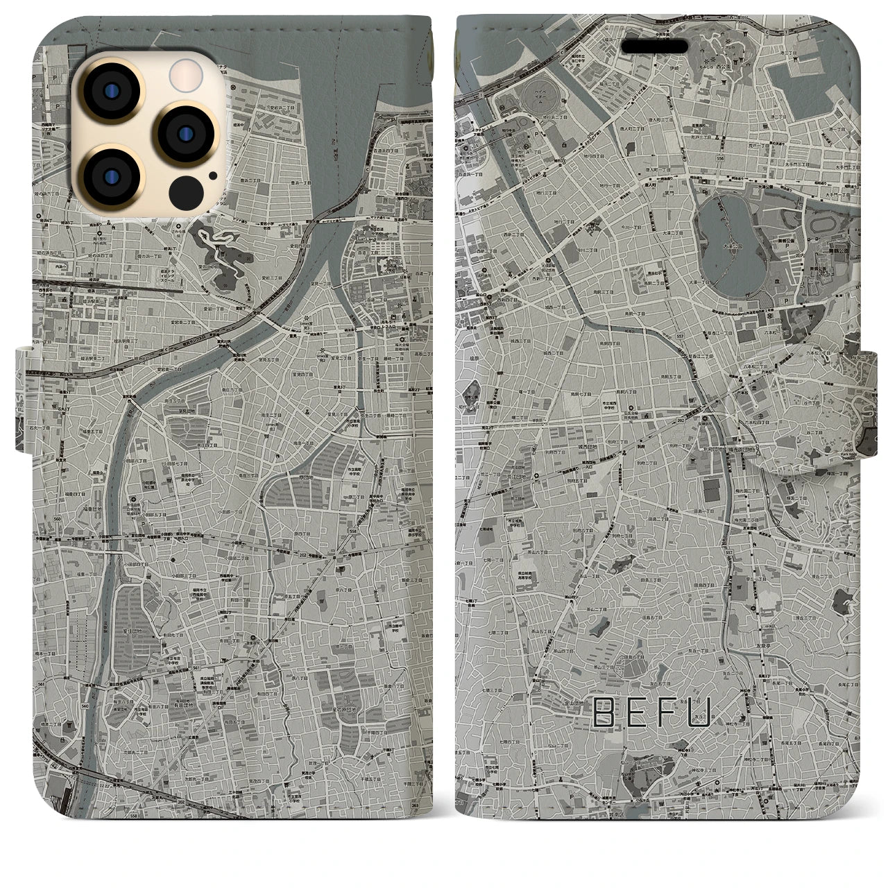 【別府(福岡県)】地図柄iPhoneケース(手帳タイプ)