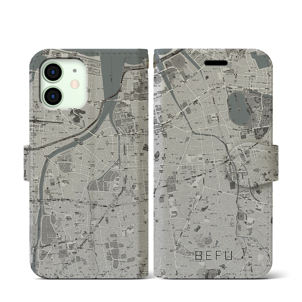 【別府(福岡県)】地図柄iPhoneケース(手帳タイプ)