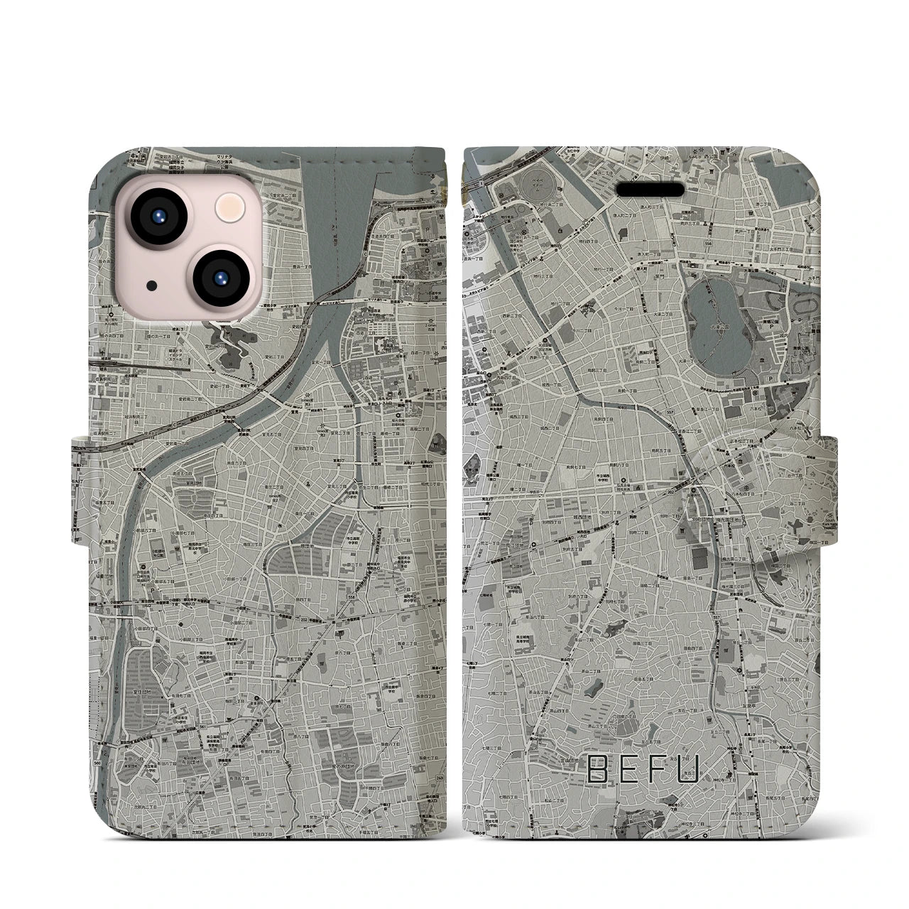 【別府(福岡県)】地図柄iPhoneケース(手帳タイプ)